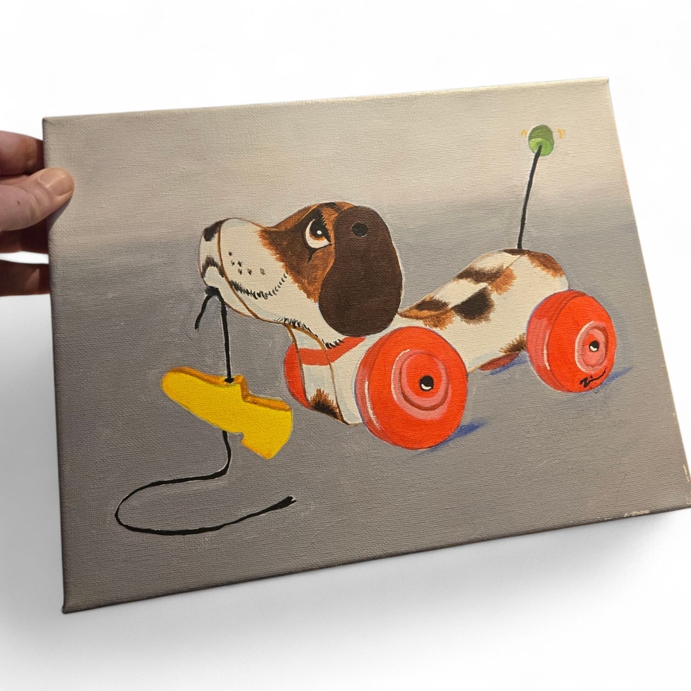 Vintage Dog Pull Toy Canvas Art